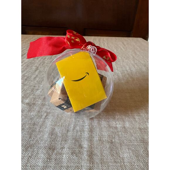Amazon Boxes Packages Inside a Clear Ball Christmas Ornament Funny - Picture 2 of 3